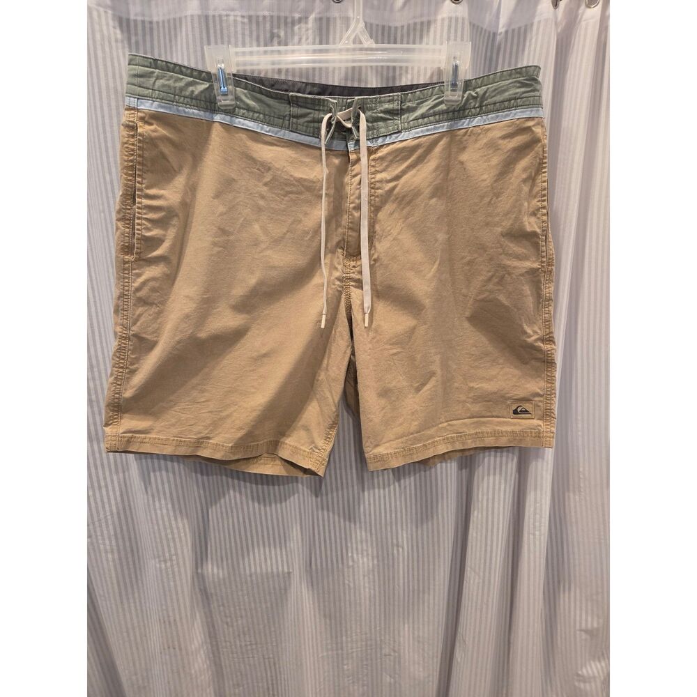 Quiksilver Street Trunk Utility Shorts Khaki Tan Colorblock Men Size 36